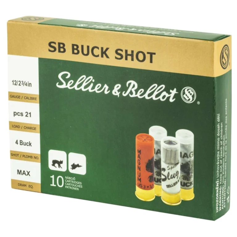 SELLIER&BELLOT 12G 2.75 #4 BK 1 1/8 10RD BOX 25 BOXES PER CASE - Image 2