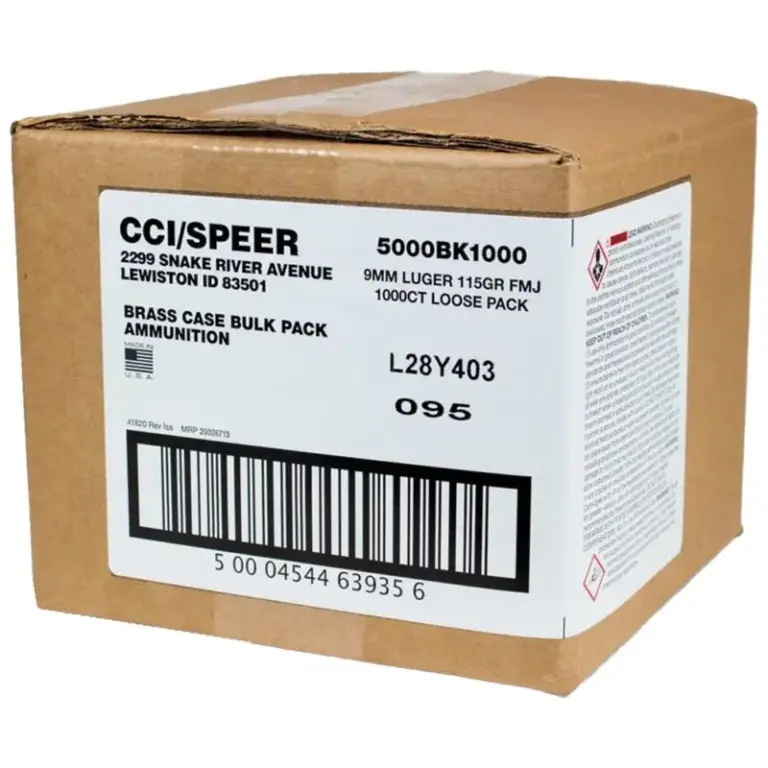 CCI Blazer Brass Handgun Ammunition 9mm Luger 115 gr FMJ 1145 fps 1000/ct Loose Pack