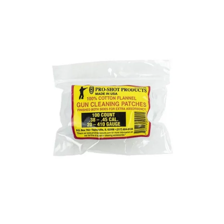 Pro-Shot 100% Cotton Flannel Patches .38-.45 Cal 100/ct