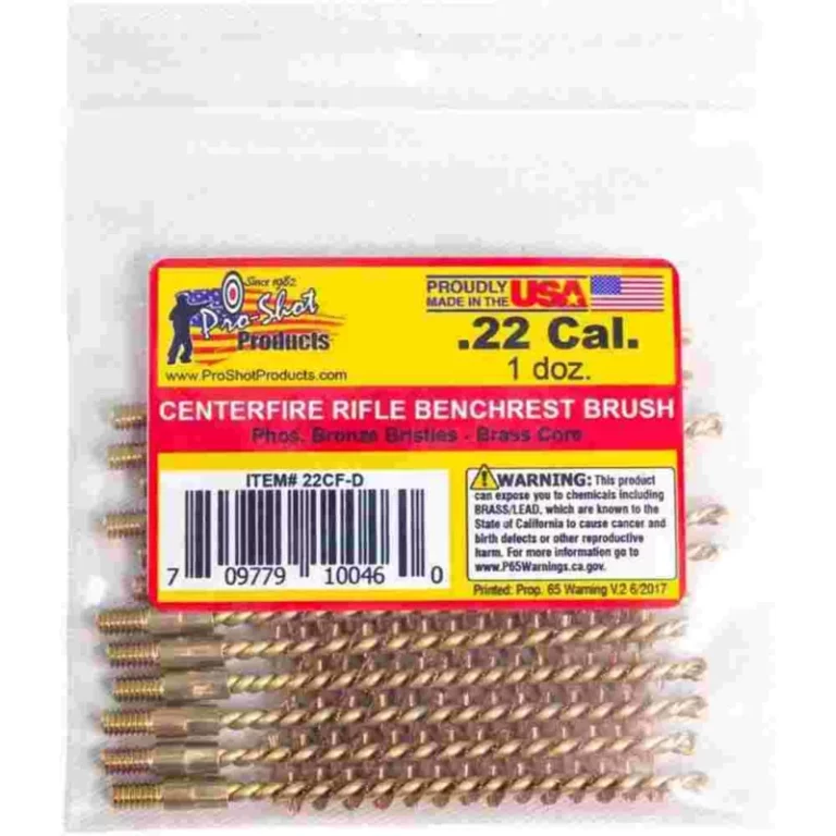 Pro-Shot Benchrest Phosphorus Bronze Rifle Cleaning Brushes (8/32 Thread) - .22 cal Centerfire 12/pk